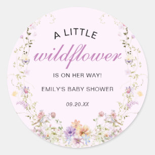 A Little Wildflower Baby Shower Classic Round Sticker