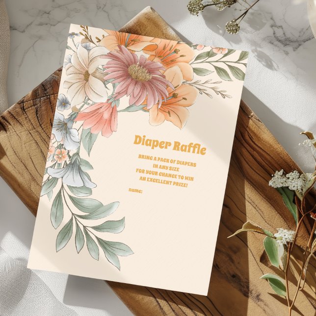 A Little Wildflower Baby Shower Diapper Raffle Enclosure Card (Creator Uploaded)