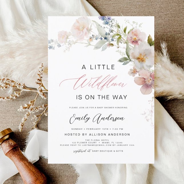 A Little Wildflower Baby Shower Elegant Invitation (Creator Uploaded)