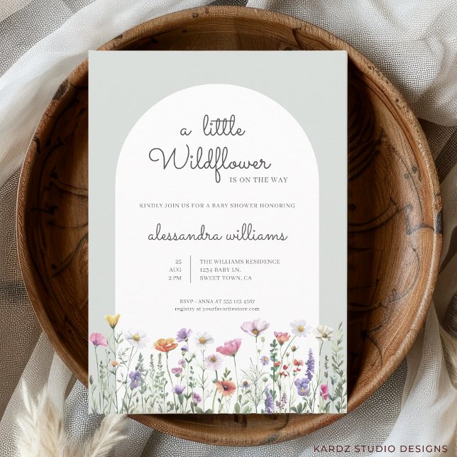 A Little Wildflower Baby Shower Invitation (Invite shown in 5 x 7 inches, choose size, paper, and corner style.)