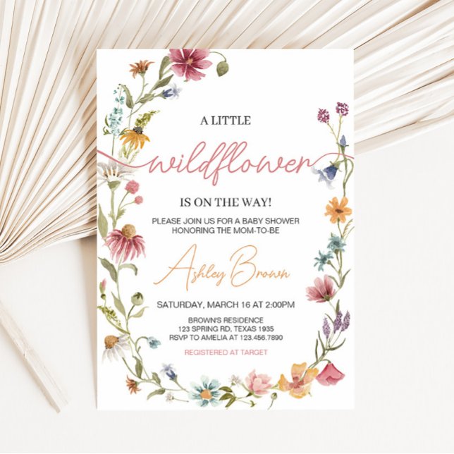 A Little Wildflower Baby Shower Invitation (Wildflower is on the way Baby Shower Invitation)