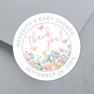 A Little Wildflower Baby Shower Thank You Classic Round Sticker