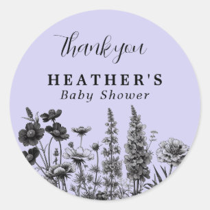 A Little Wildflower Baby Shower Thank You Sticker