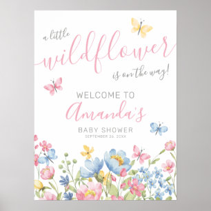 A Little Wildflower Baby Shower Welcome Poster