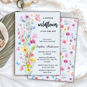 A Little Wildflower Blue Baby Shower Invitation