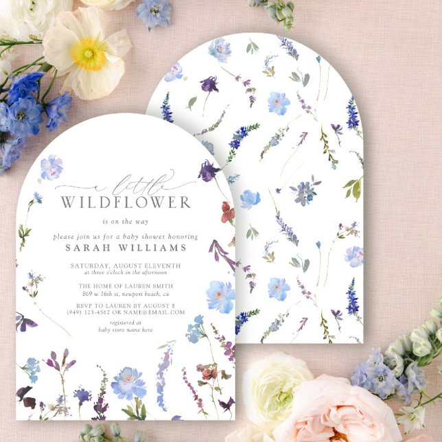 A Little Wildflower Blue Floral Summer Baby Shower Invitation (Creator Uploaded)