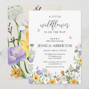 A Little Wildflower Blue Pink Neutral Baby Shower Invitation