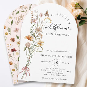 A Little Wildflower Boho Arch Girl Baby Shower  Invitation