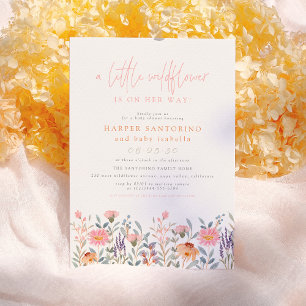 A Little Wildflower   Boho Baby Girl Baby Shower Invitation