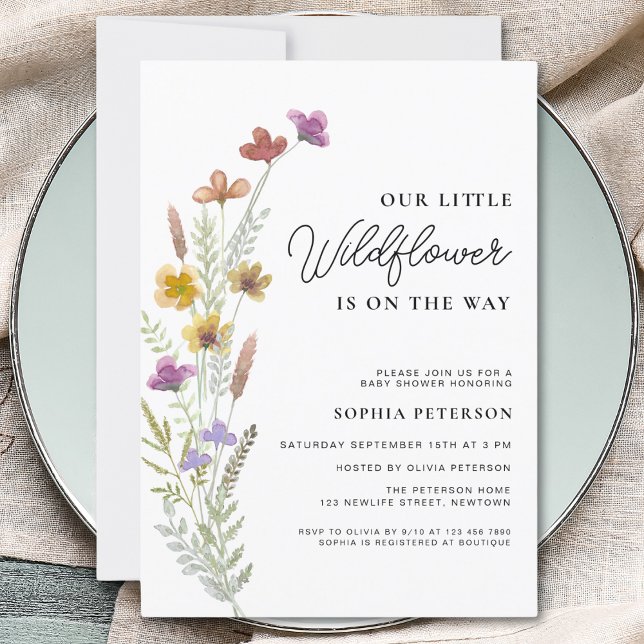 A Little Wildflower Boho Baby Shower Invitation (Creator Uploaded)