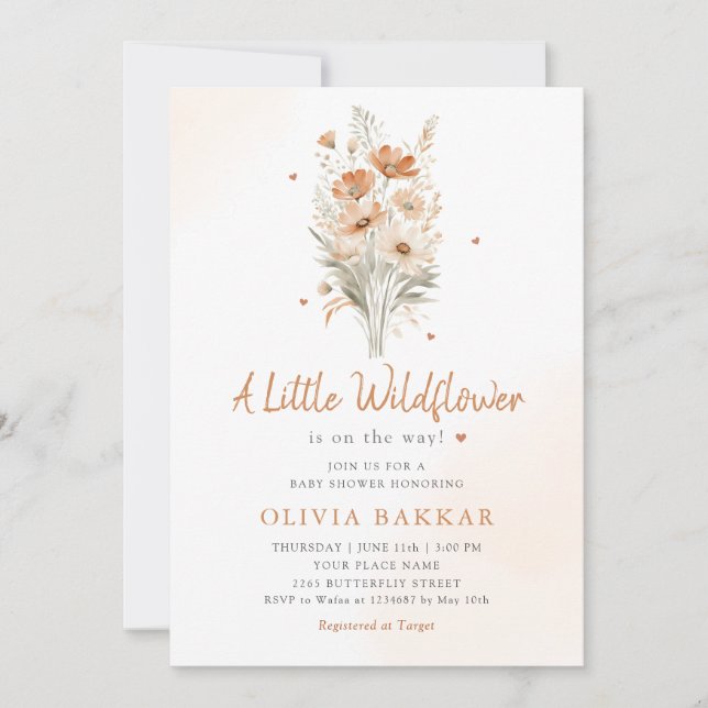 A Little Wildflower Boho Baby Shower Invitation (Front)
