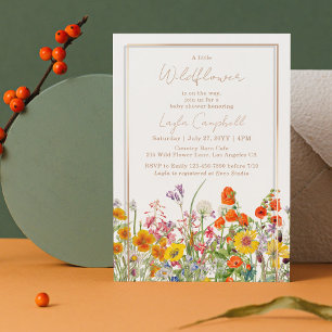A Little Wildflower Boho Girl Baby Shower Invitation