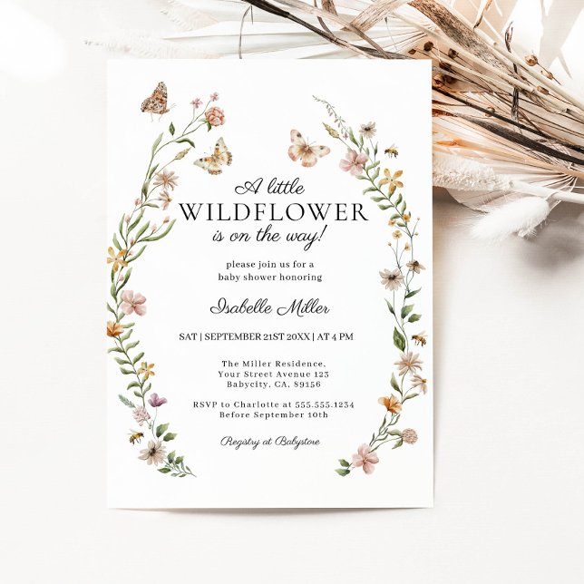 A Little Wildflower Boho Girl Baby Shower Invitation (Creator Uploaded)