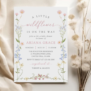 A Little Wildflower Boho Girl Baby Shower Invitation