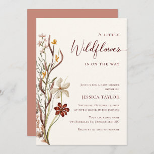 A Little Wildflower Boho Girl Baby Shower Invitation