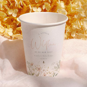 A Little Wildflower Boho Girl Baby Shower Paper Cups
