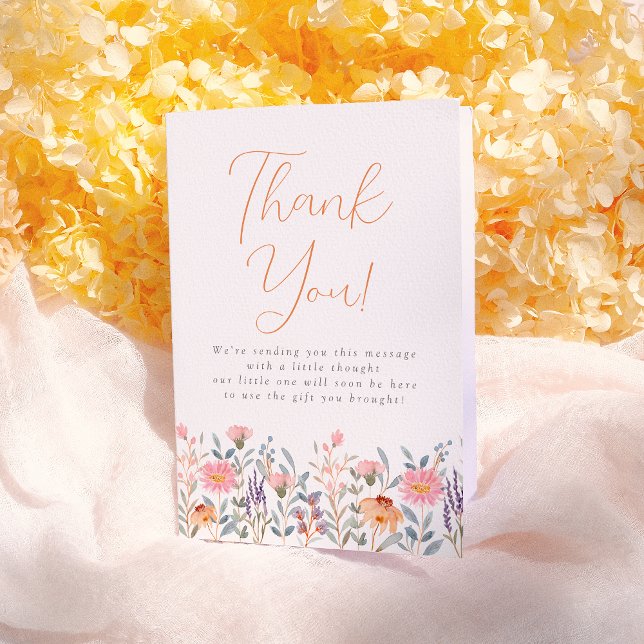 A Little Wildflower Boho Girl Baby Shower Thank You Card (Creator Uploaded)