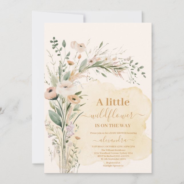 A Little Wildflower Boho Nature Baby Shower Invitation (Front)