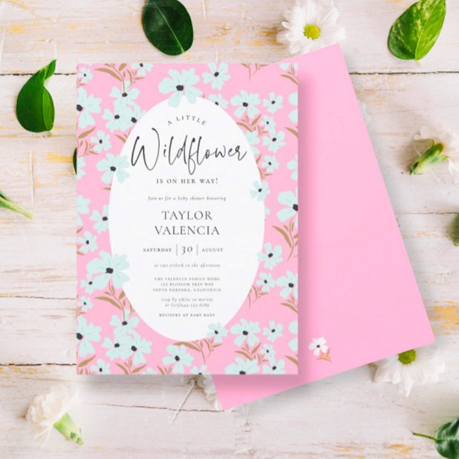 A Little Wildflower Boho Pink Girl Baby Shower Invitation (Creator Uploaded)