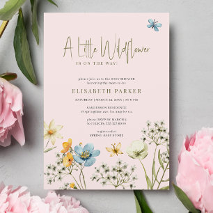 A little wildflower boho spring floral baby shower invitation