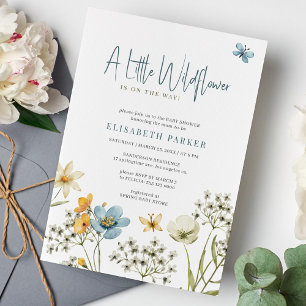 A little wildflower boho spring floral baby shower invitation