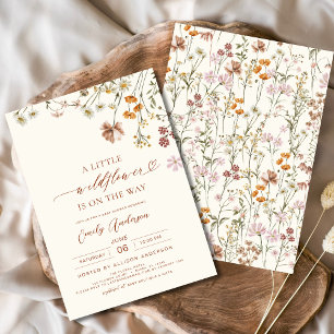 A Little Wildflower Boho Terracotta Baby Shower Invitation
