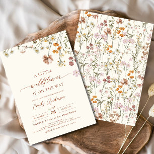 A Little Wildflower Boho Terracotta Baby Shower Invitation