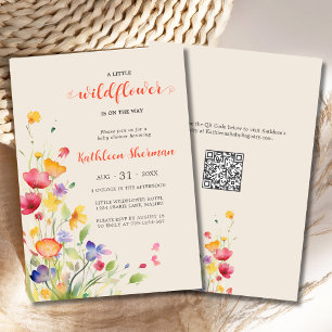 A Little Wildflower BOHO Watercolor Baby Shower Invitation