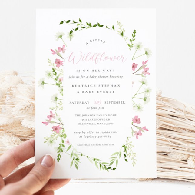 A Little Wildflower Botanical Girl Baby Shower Invitation (Creator Uploaded)