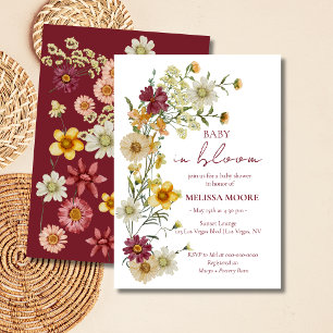 A Little Wildflower Burgundy Baby Shower Invitation