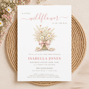 A Little Wildflower Coquette Bow Girl Baby Shower Invitation