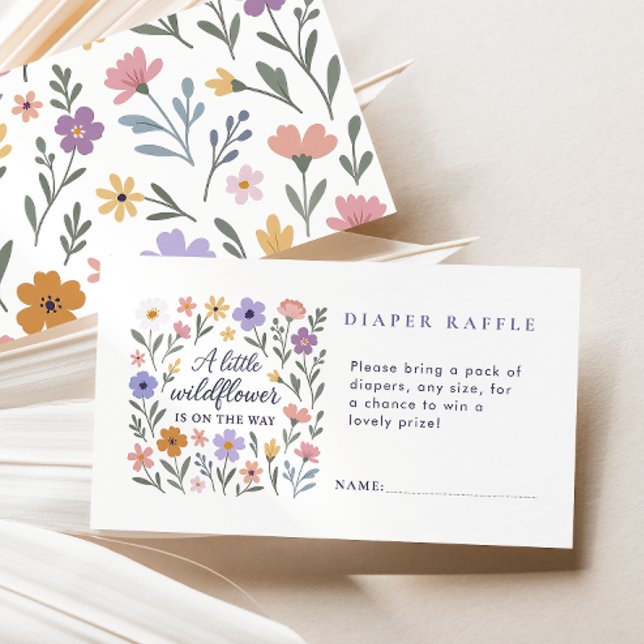 A Little Wildflower Diaper Raffle Girl Baby Shower Enclosure Card (Creator Uploaded)