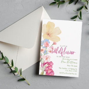 A Little Wildflower, Floral baby shower  Invitation