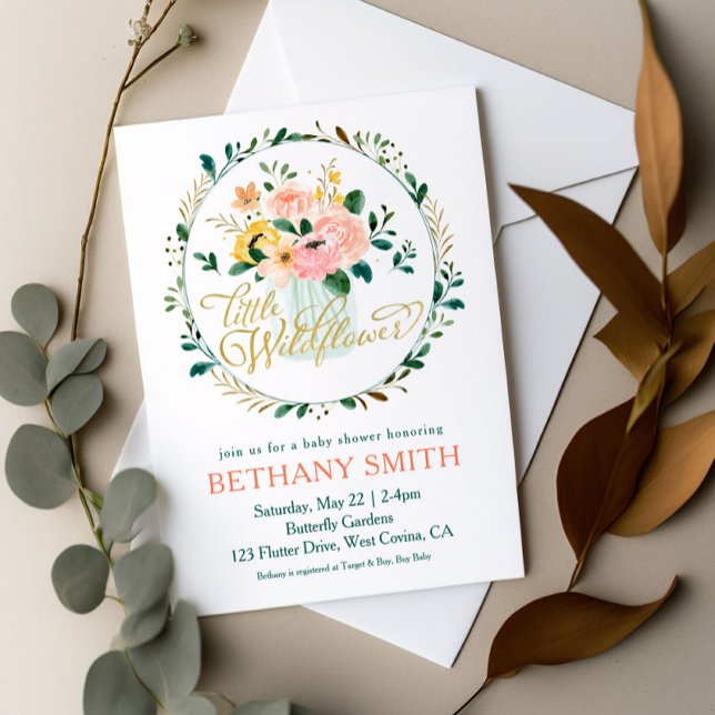 A Little Wildflower Floral Baby Shower Invitation (Creator Uploaded)