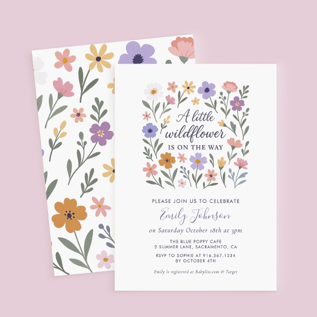 A Little Wildflower Floral Baby Shower Invitation (Creator Uploaded)