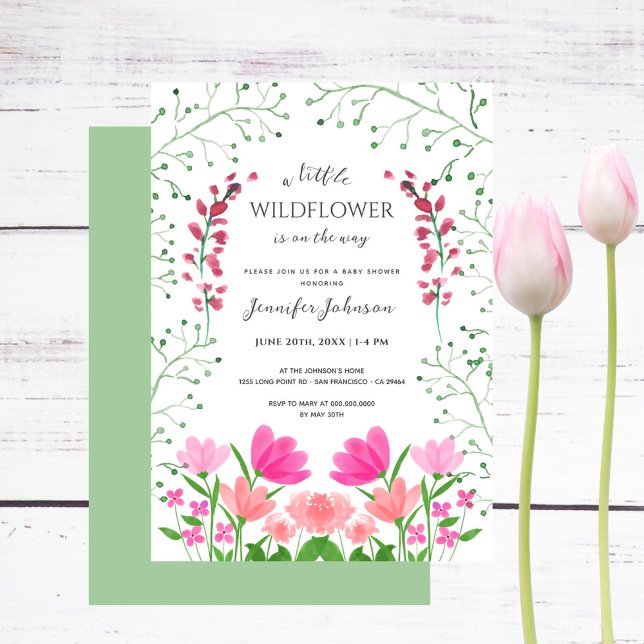 A Little Wildflower Floral Baby Shower Invitation (Creator Uploaded)