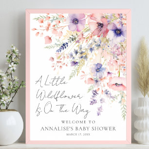 A Little Wildflower Floral Baby Shower Welcome Poster