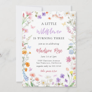A Little Wildflower Floral Birthday Invitation