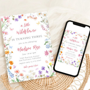 A Little Wildflower Floral Birthday Invitation
