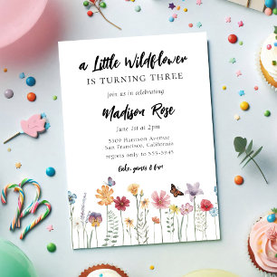 A Little Wildflower Floral Birthday Invitation