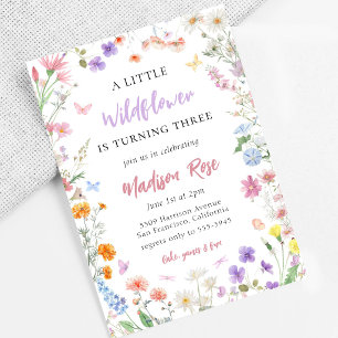 A Little Wildflower Floral Birthday Invitation