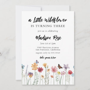 A Little Wildflower Floral Birthday Invitation