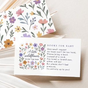 A Little Wildflower Floral Books For Baby Shower Enclosure Card