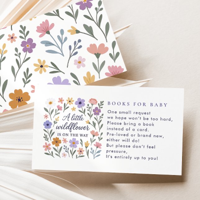 A Little Wildflower Floral Books For Baby Shower Enclosure Card (Creator Uploaded)