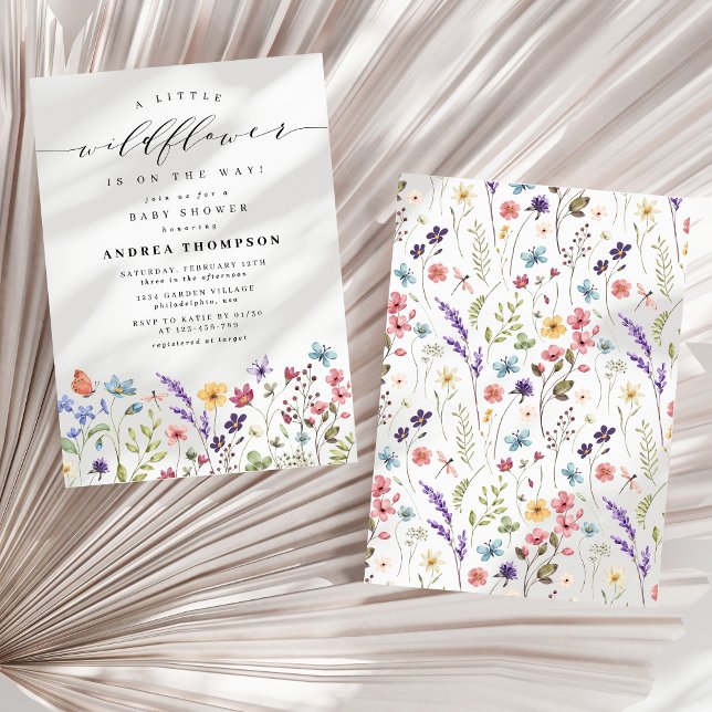 A little Wildflower Floral Garden Baby Shower Girl Invitation (Creator Uploaded)