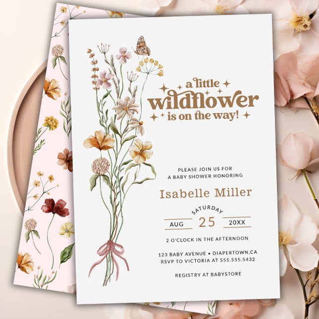A Little Wildflower Floral Girl Baby Shower Invitation (A Little Wildflower Floral Girl Baby Shower Invitation)