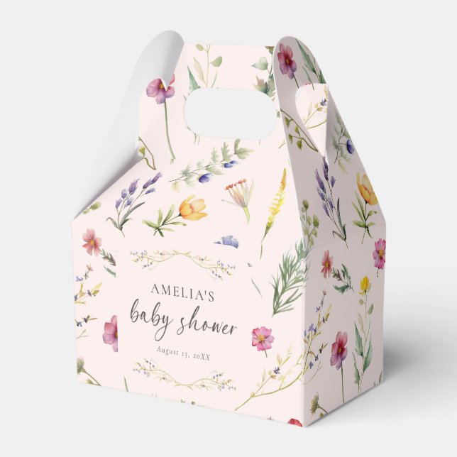 A Little Wildflower Floral Pink Baby Shower Favour Box (Back Side)