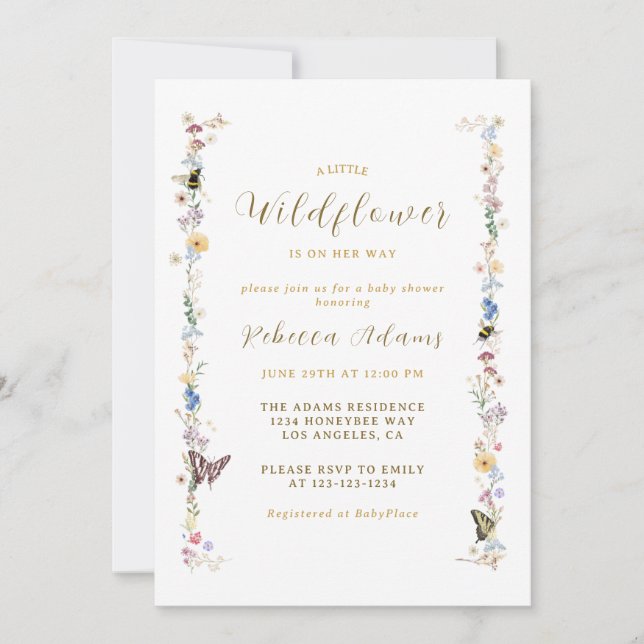 A Little Wildflower Garden Boho Girl Baby Shower Invitation (Front)