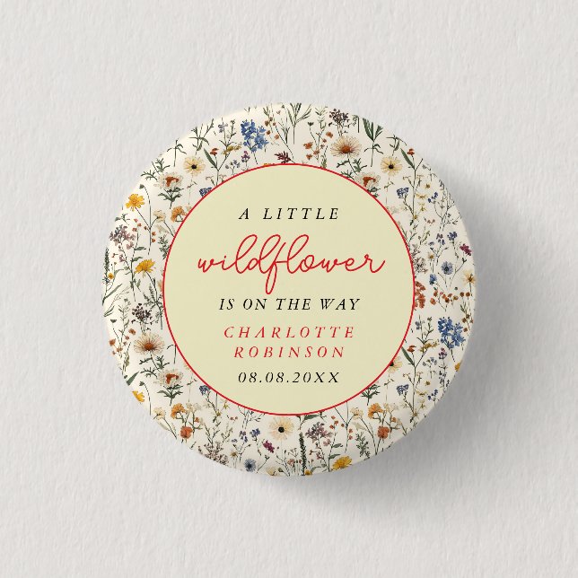 A Little Wildflower Girl Baby Shower 3 Cm Round Badge (Front)
