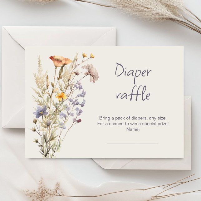 A little wildflower girl baby shower card (Little wildflower baby shower invitation rustic boho watercolor botanical meadow, baby in bloom)